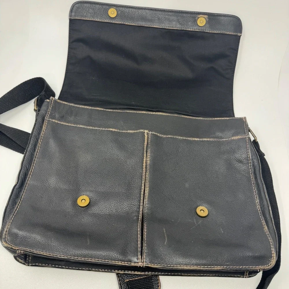 Vintage Wilsons Leather Messenger Bag Black Leather Laptop Briefcase Crossbody